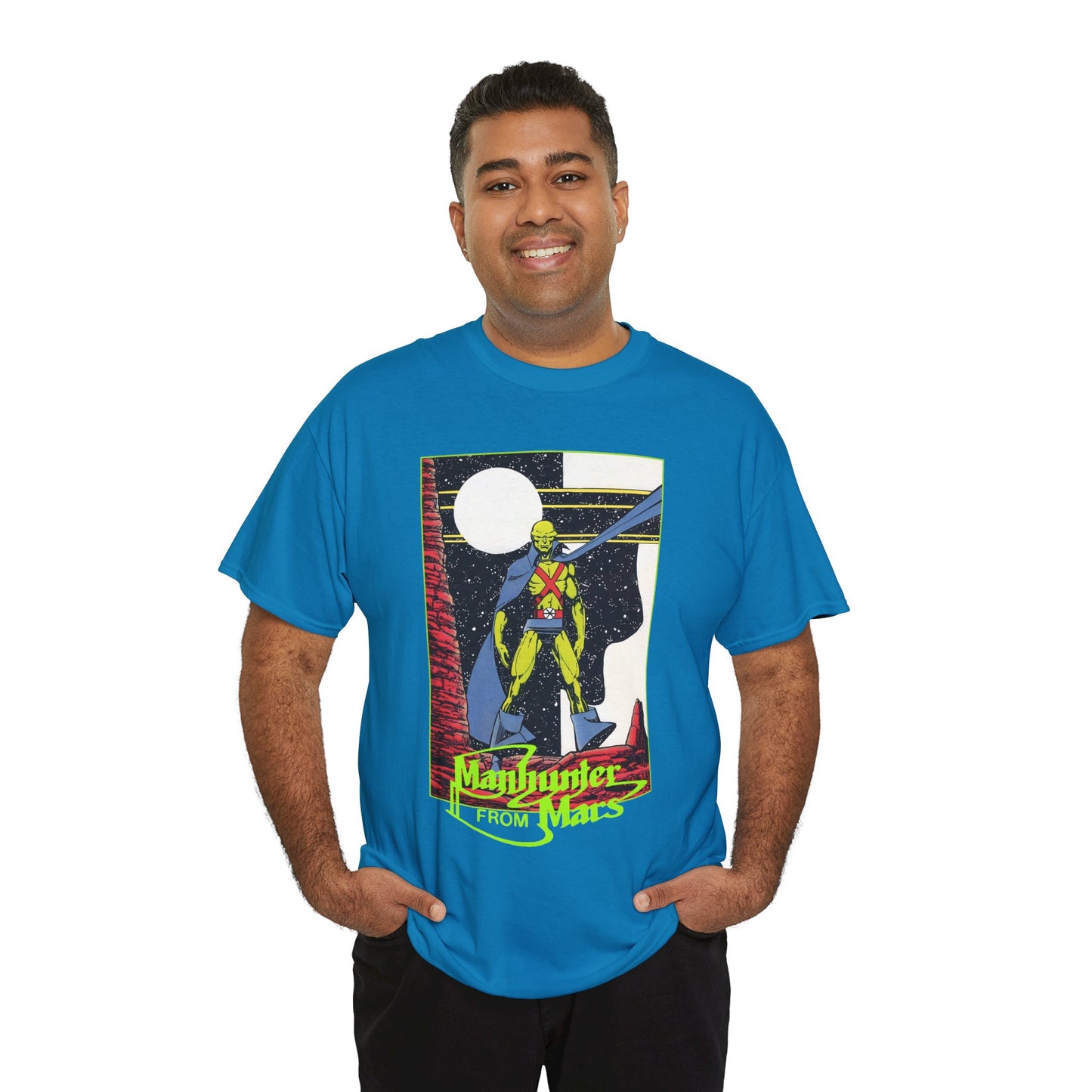Martian Manhunter T-Shirt - George Perez Art - 1980s Justice League of America (JLA) Postcard Art - DC Comics