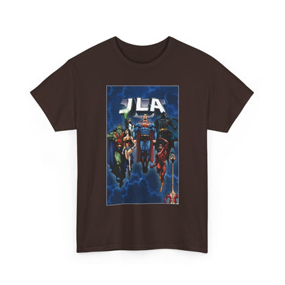 JLA T-Shirt - Doug Mahnke Art - Superman, Batman, Wonder Woman, Aquaman, Green Lantern, Flash, Martian Manhunter - DC Comics