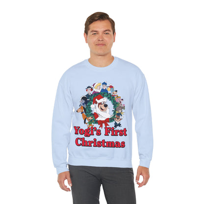 Yogi's First Christmas Crewneck Sweatshirt - Hanna-Barbera TV Holiday Special - Snagglepuss, Huckleberry Hound, Ranger Smith