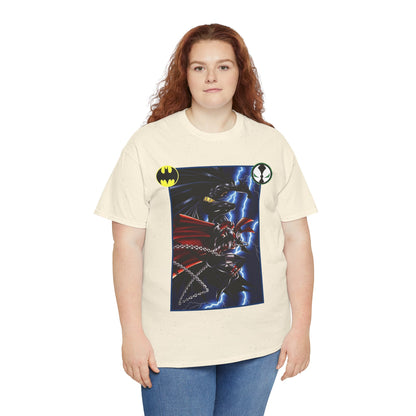 Batman & Spawn T-Shirt - Todd McFarlane Art - Gotham City, Frank Miller Story - DC Comics & Image Comics