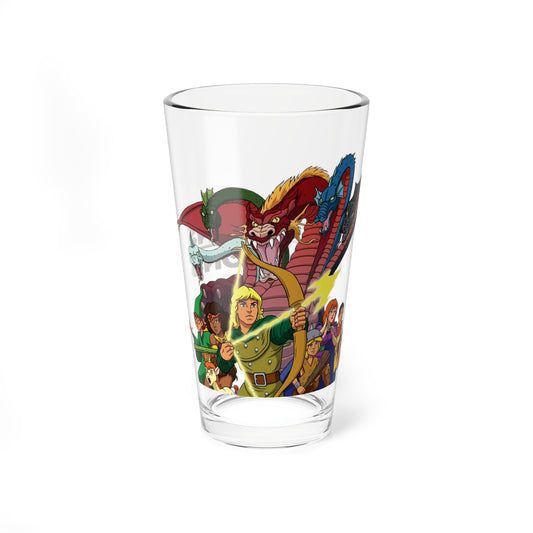 Dungeons & Dragons Pint Glass, 16oz - Dungeon Master, Venger, Tiamat, Kareena - Fantasy Animation - Saturday Morning Cartoon 1980s