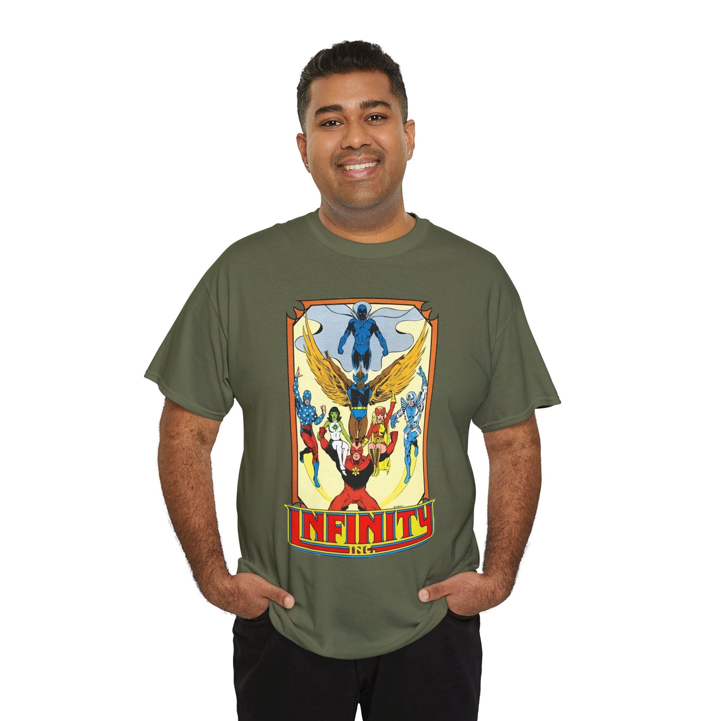 Infinity Inc Shirt - Todd McFarlane Art - Jade, Obsidian, Fury, Northwind, Nuklon, Silver Scarab, Star-Spangled Kid - JSA Successors - DC Comics