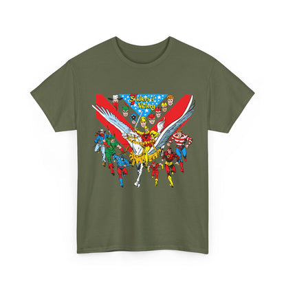 7 Soldiers of Victory T-Shirt - Speedy, Vigilante, Green Arrow, Stripesy, Crimson Avenger, Star-Spangled Kid - Golden Age Heroes of the DC Universe