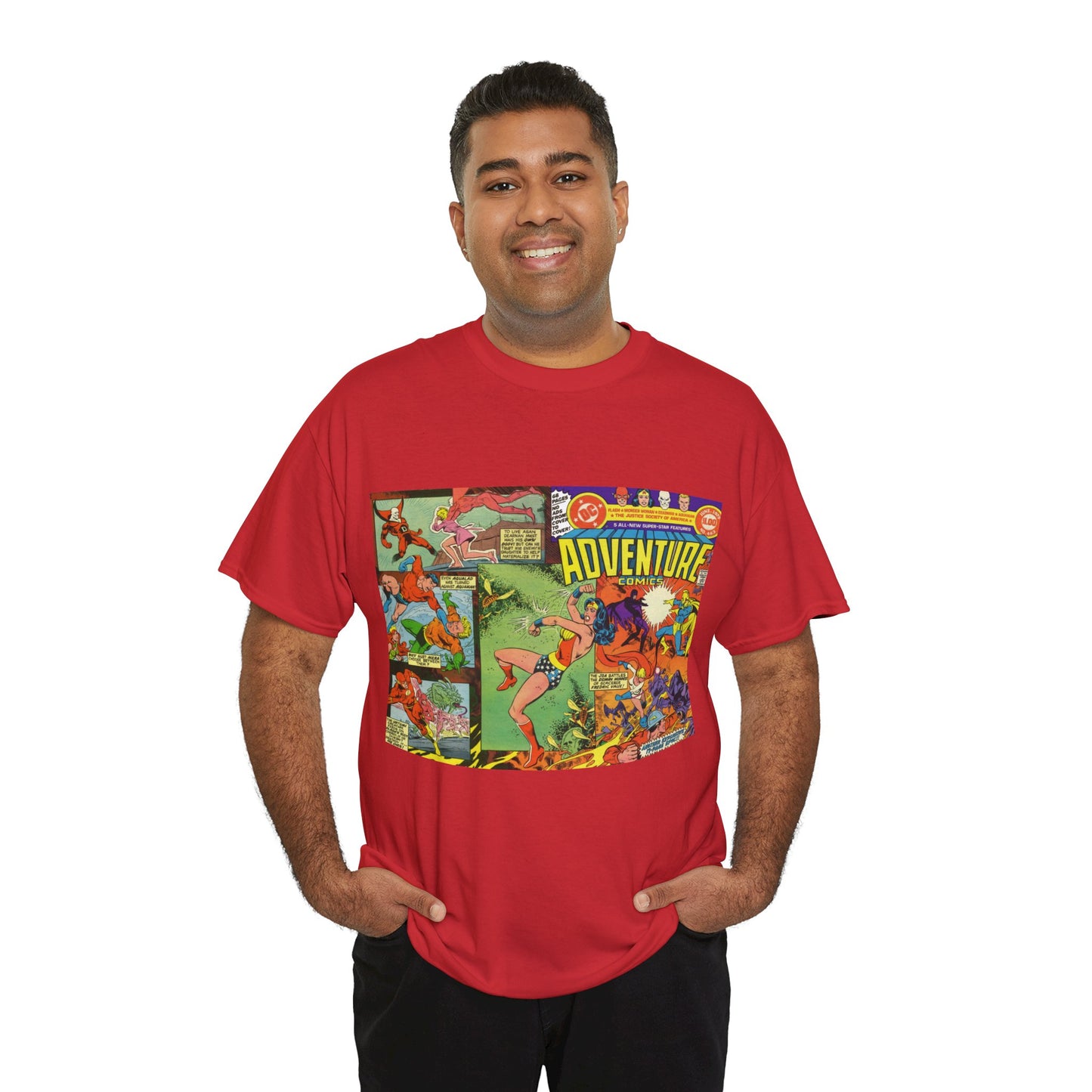 Adventure Comics #463 T-Shirt - Wonder Woman, Dr Fate, Power Girl, Deadman, Aquaman, Aqualad, Flash - DC Comics