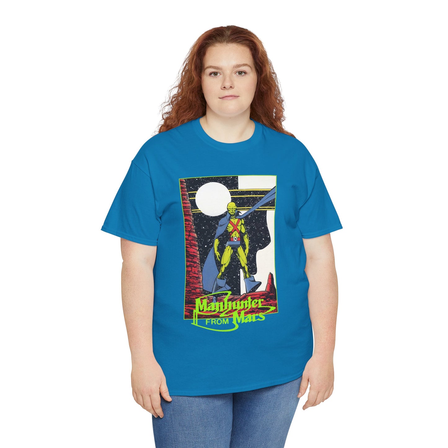 Martian Manhunter T-Shirt - George Perez Art - 1980s Justice League of America (JLA) Postcard Art - DC Comics