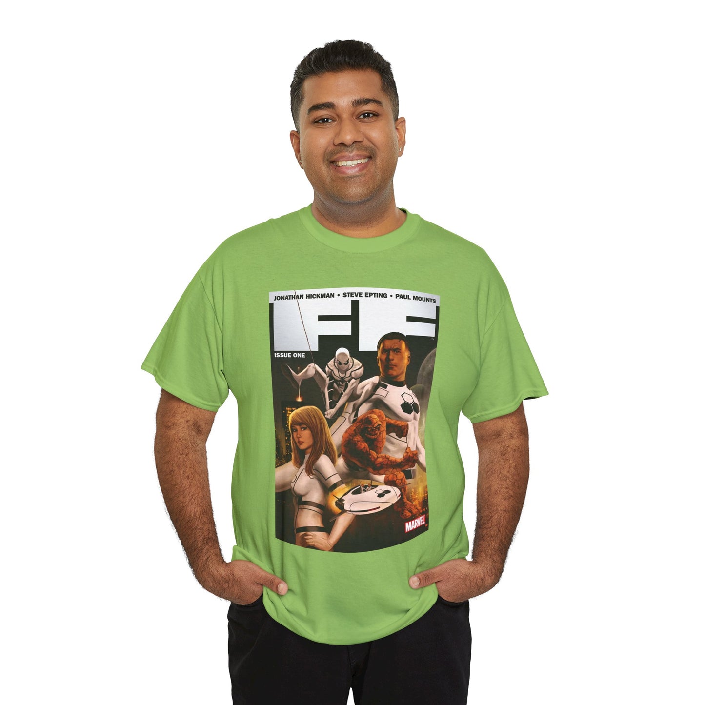FF #1 T-Shirt - Steve Epting Art - Fantastic Four/Future Foundation - Spider-Man, Mr. Fantastic, Invisible Woman, The Thing - Marvel Comics