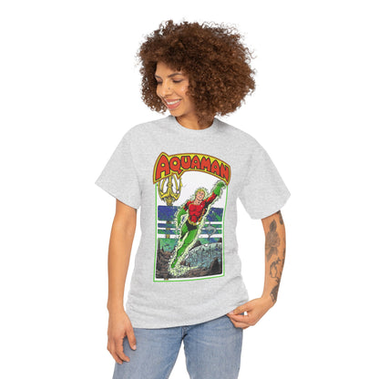 Aquaman T-Shirt - George Perez Art -Justice League 1980s Postcard Series - Arthur Curry - King of Atlantis - JLA - DC Comics