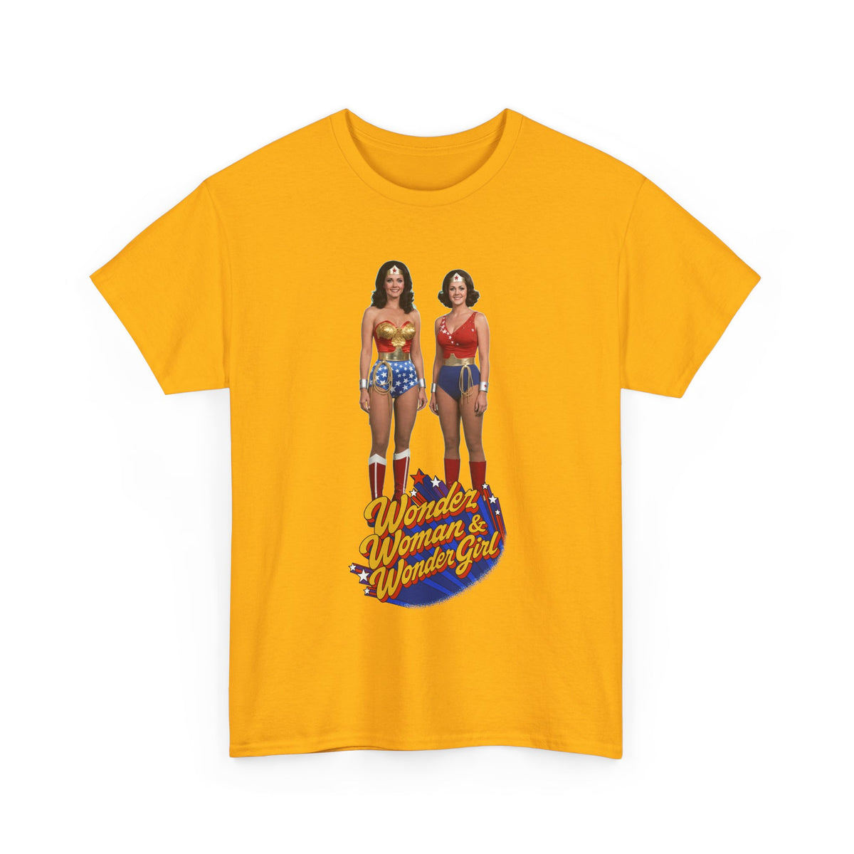 Wonder Woman & Wonder Girl T-Shirt - Lynda Carter Retro 1970s TV Show - DC Comics