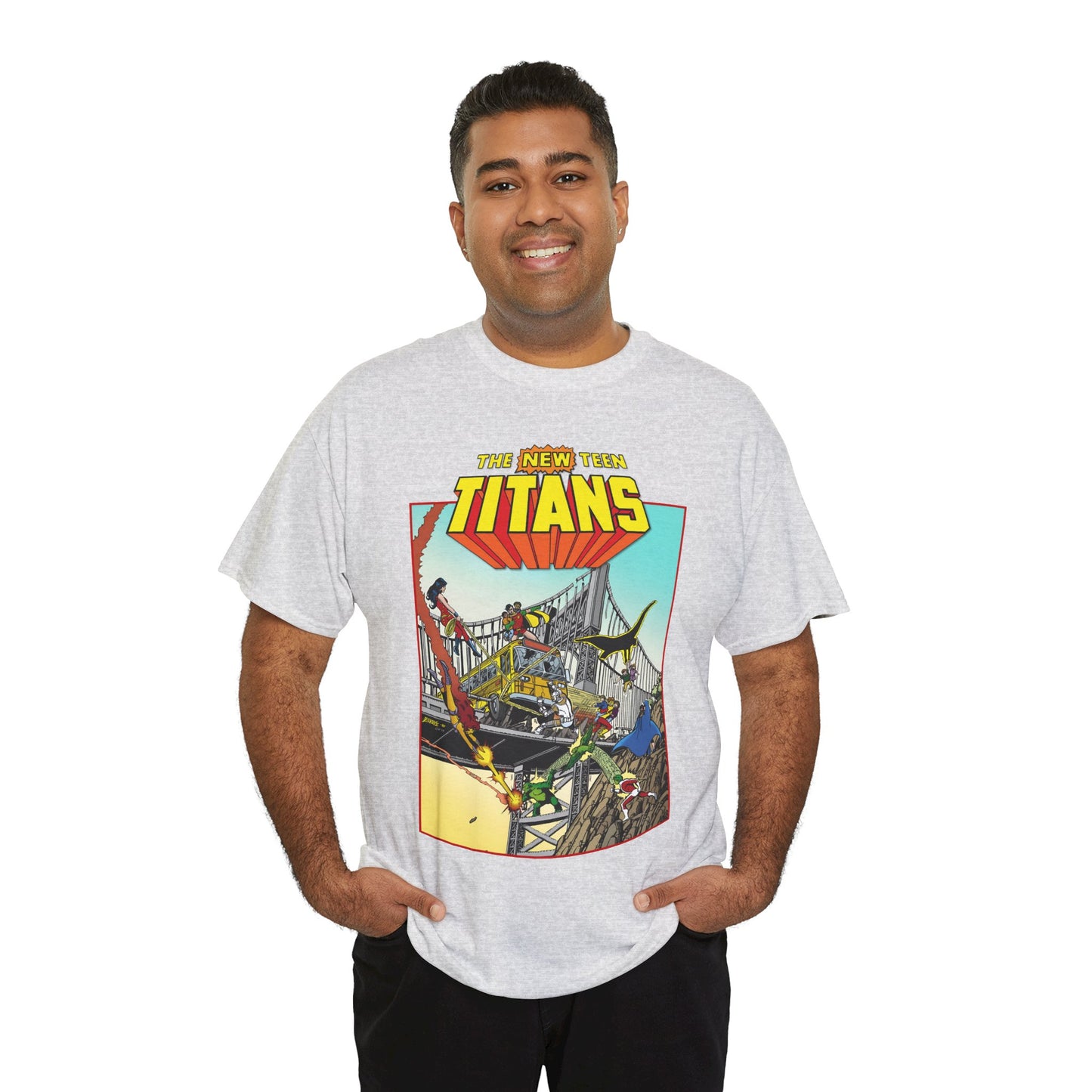 New Teen Titans T-Shirt - George Perez Promo Art - Wonder Girl, Cyborg, Raven, Starfire, Robin, Kid Flash, Changeling - DC Comics