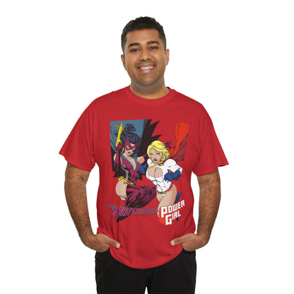 Huntress & Power Girl T-Shirt - Ed Benes Art - Justice Society, JSA, Earth 2 - DC Comics Bronze Age, Pre-Crisis Heroes