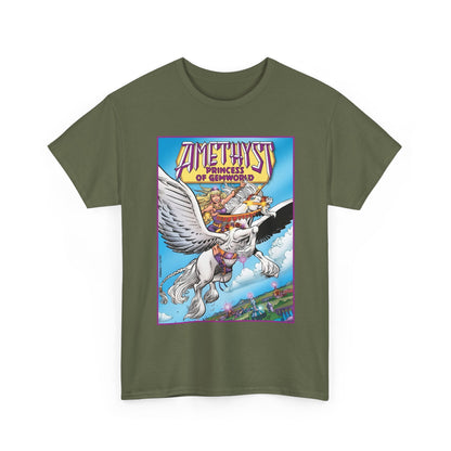 Amethyst Princess of Gemworld T-Shirt - George Perez Art - Riding Her Pegasus - DC Comics
