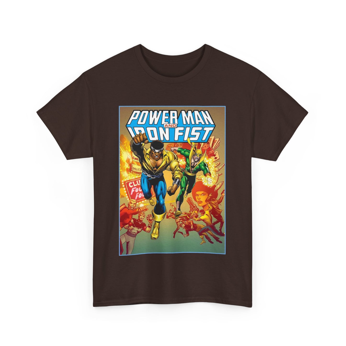 Power Man & Iron Fist T-Shirt - Luke Cage & Danny Rand - Popular Marvel Comics 1970s Series - Heroes for Hire - Great Retro Art
