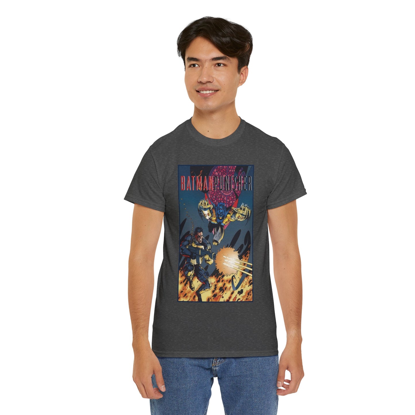 Batman/Punisher T-Shirt - Barry Kitson Art - Lake of Fire, AzBats - DC Comics/Marvel Comics