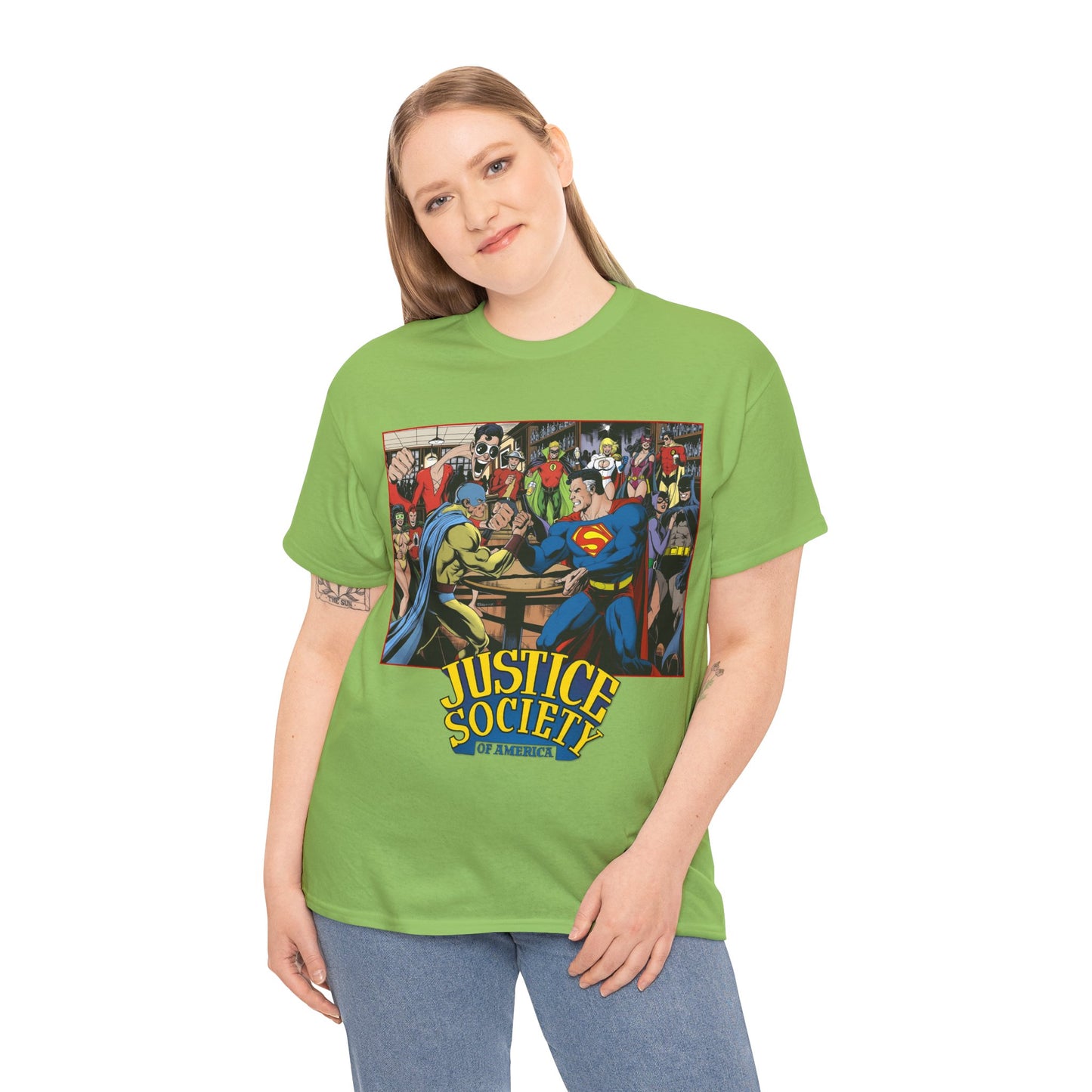 Justice Society of America T-Shirt - Superman, Wonder Woman, Atom, Starman, Huntress, Power Girl, Green Lantern, Batman, Plastic Man, Flash - JSA - DC Comics