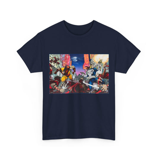 Wolverine & Punisher T-Shirt - Jim Lee Art - Vs The Hand - Marvel Comics