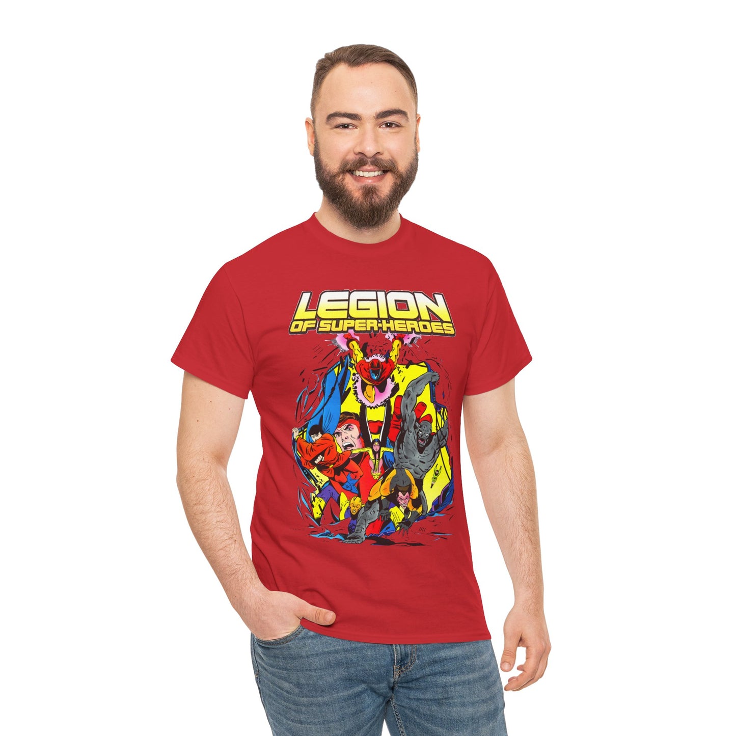 Legion of Super-Heroes T-Shirt - Mon-El, Colossal Kid, Wildfire, Dawnstar, Blok, Timber Wolf - LOSH - DC Comics