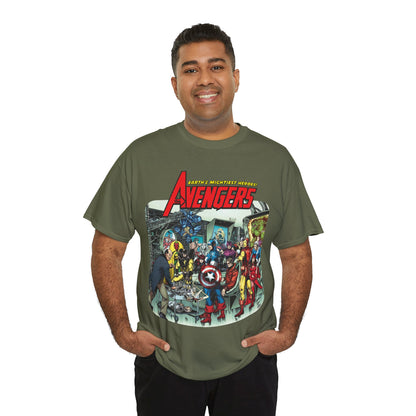 Classic Avengers T-Shirt - George Perez Art - Captain America, Hawkeye, Iron Man, Vision, Scarlet Witch, Quicksilver, Jarvis - Marvel Comics