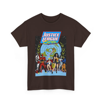 Justice League Europe T-Shirt - Bart Sears Art - Wonder Woman, Flash, Captain Atom, Animal Man, Elongated Man, Power Girl, Metamorpho - JLI Spin-Off - DC Comics