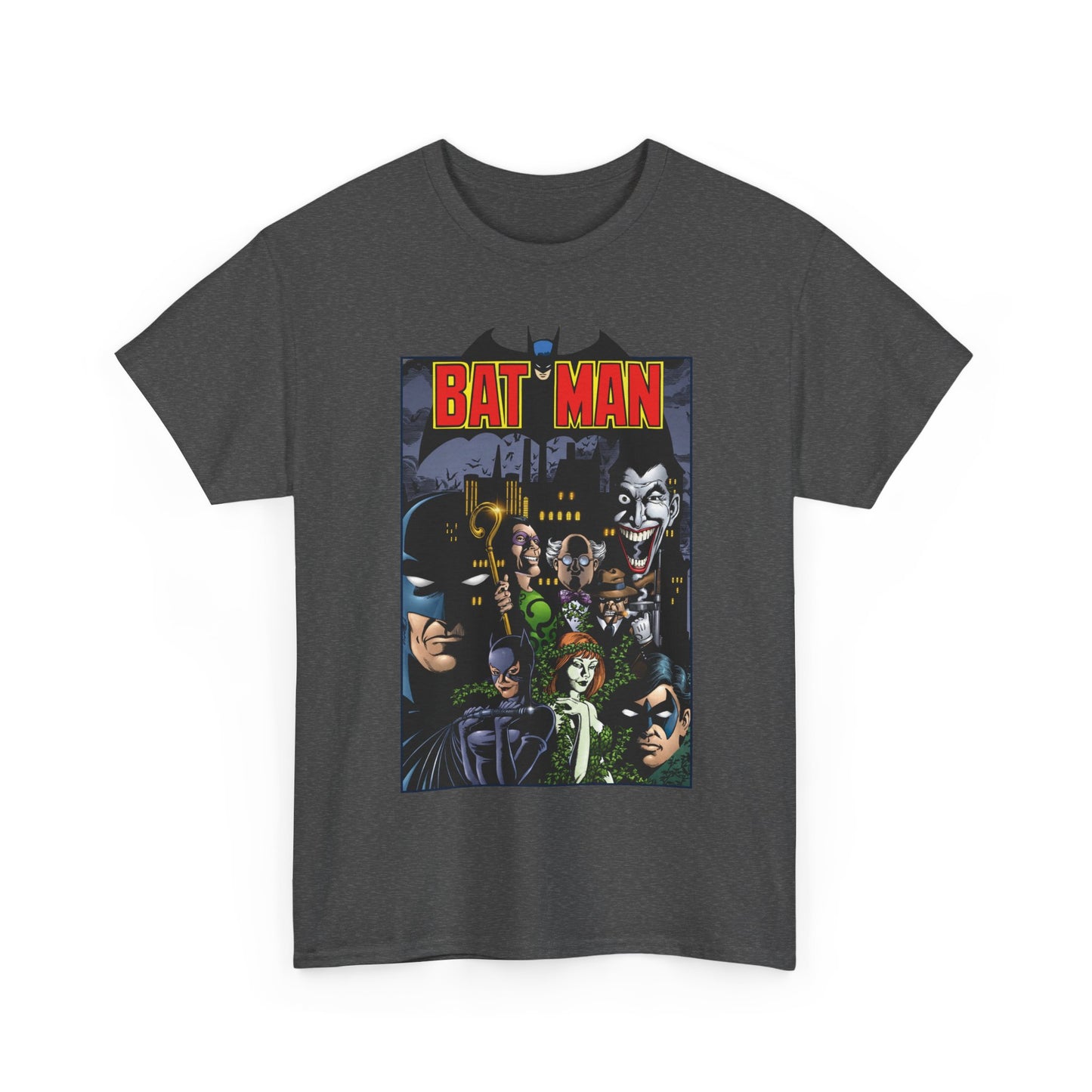 Batman T-Shirt - George Perez Art - Arkham Asylum - Joker, Catwoman, Poison Ivy, Riddler, Nightwing - DC Comics