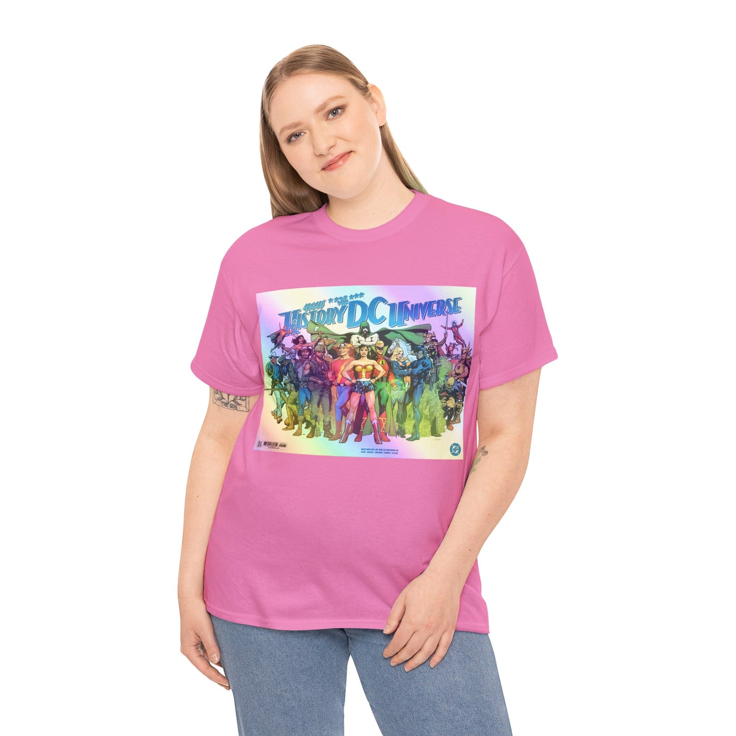 New History of the DC Universe T-Shirt - Wonder Woman, Wildcat, Black Canary, Sgt. Rock, Etrigan, Spectre, Jonah Hex - DC Comics