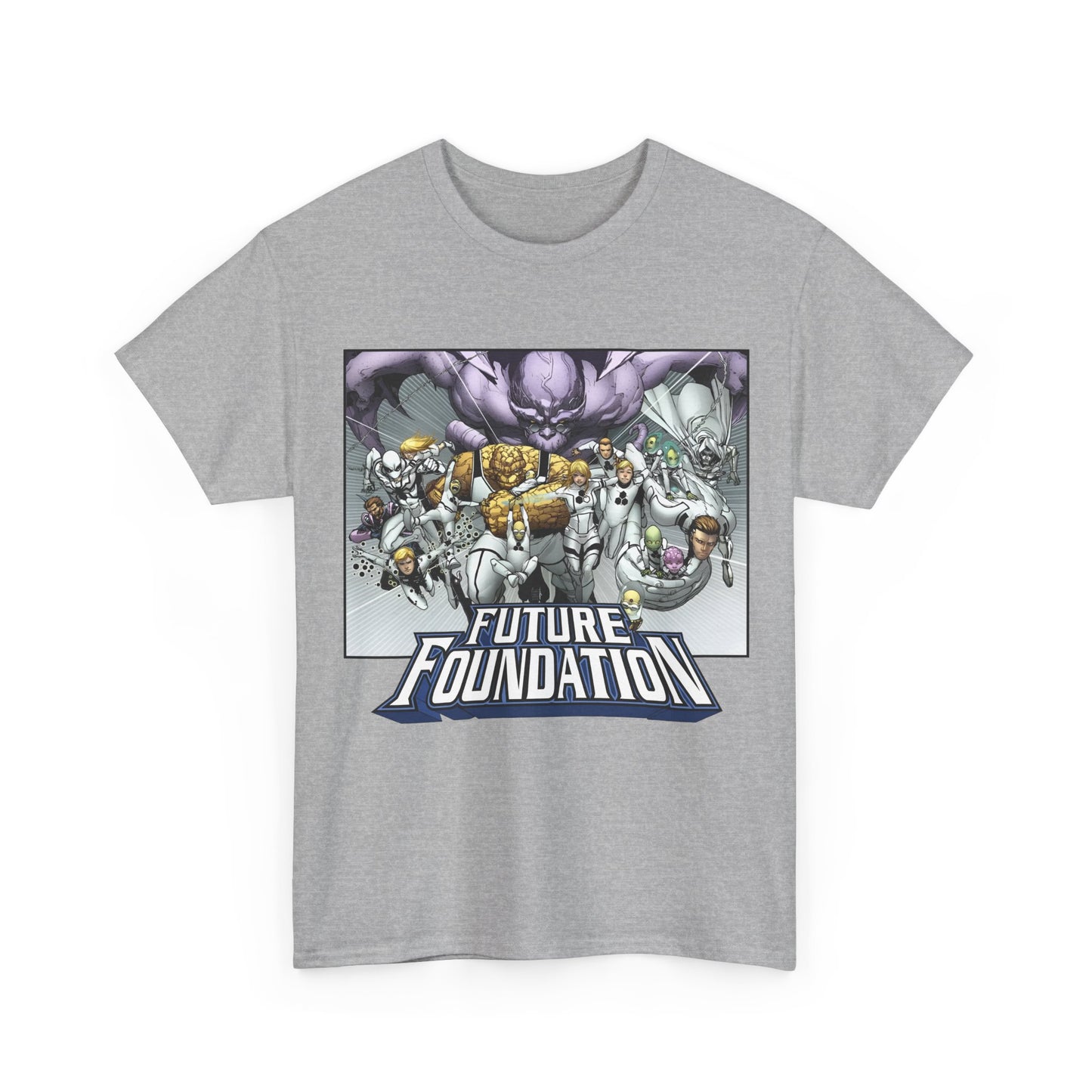 Future Foundation T-Shirt - Marko Djurdjevic Art - Spider-Man, Mr. Fantastic, Invisible Woman, The Thing, Dr. Doom, Bentley 23, Dragon Man, the Moloids - Marvel Comics