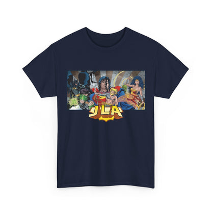Justice League T-Shirt - Kevin Maguire Art - Superman, Wonder Woman, Batman, Flash, Aquaman, Martian Manhunter, Green Lantern - 90s Lineup - DC Comics