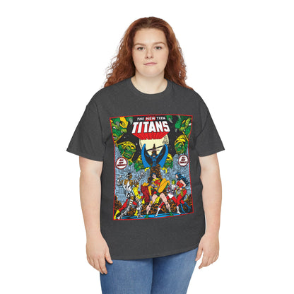 New Teen Titans T-Shirt - George Perez Art - #1 Splash Page - Robin, Starfire, Wonder Girl, Cyborg, Raven, Changeling, Kid Flash - DC Comics