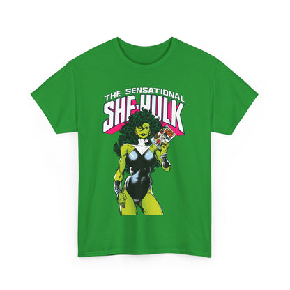 Sensational She-Hulk T-Shirt - Classic John Byrne Art - Jennifer Walters, Hulk's Cousin - Marvel Comics - Popular 1980s Series - "Rip Up Your X-Men!"