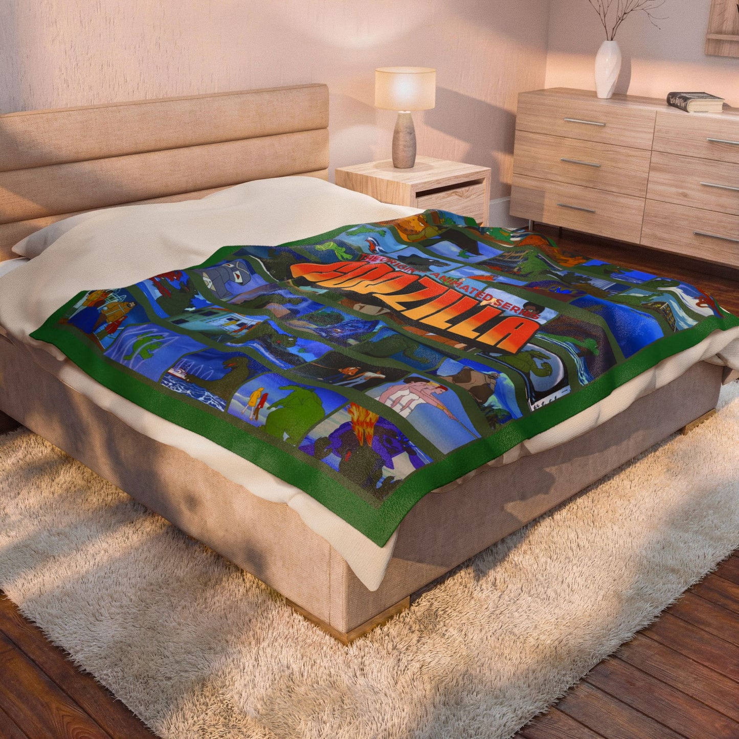 Godzilla the Animated Series Blanket - Hanna-Barbera 1970s Cartoon Art - With Godzooky - Soft & Comfy
