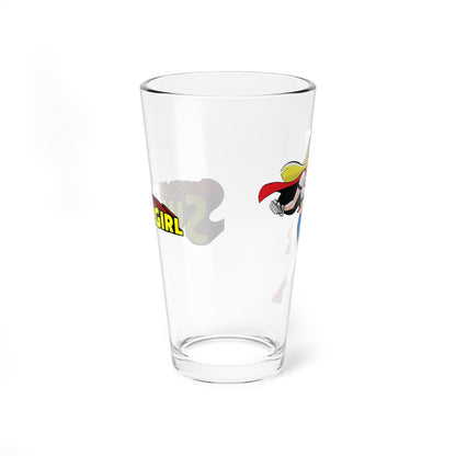 Supergirl Pint Glass - Superman Animated Series Art - 16oz Kara STAS Retro Gift - 90s DC Comics Cartoon - Kryptonian Superheroine Barware