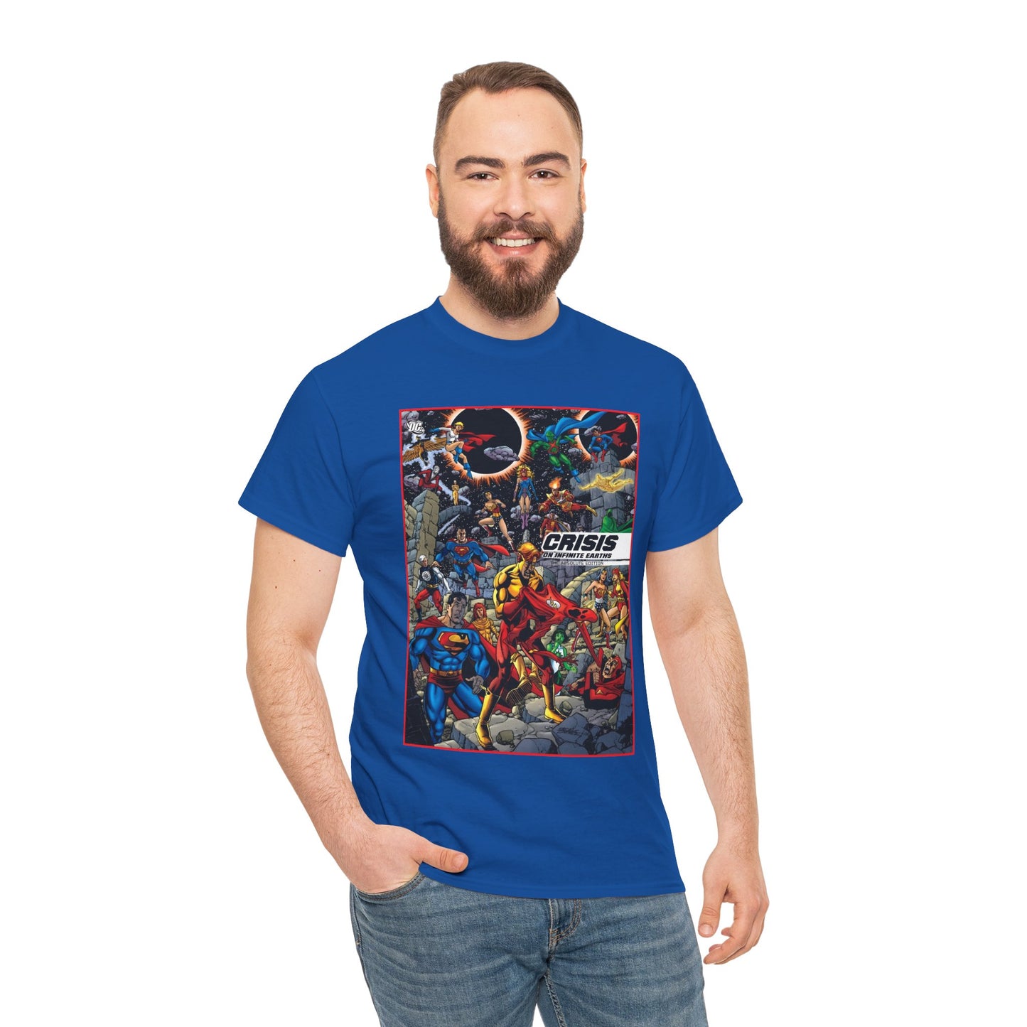 Crisis on Infinite Earths T-Shirt - George Perez Art - Absolute Edition Cover - Flash, Supergirl, Wonder Woman, Kid Flash, Psycho Pirate, Harbinger - DC Comics