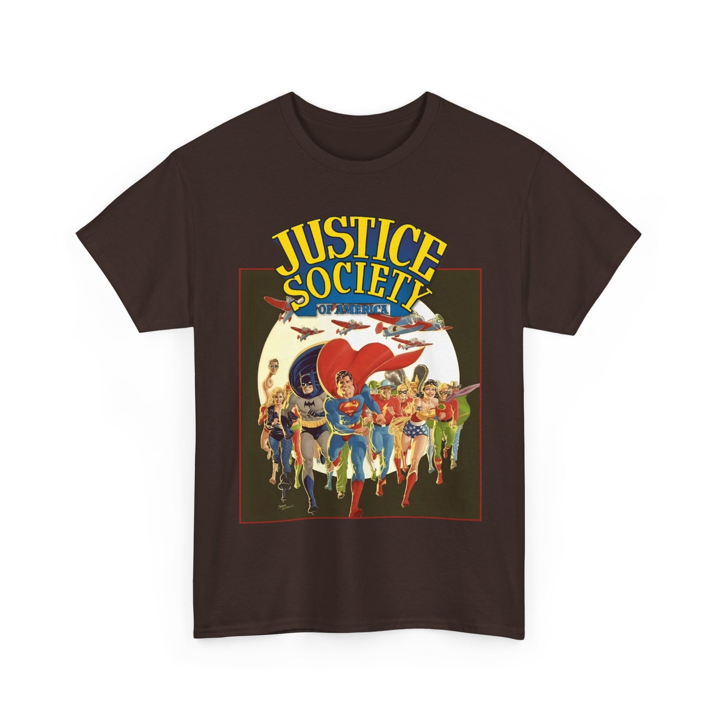 Justice Society of America T-Shirt - Superman, Wonder Woman, Black Canary, Green Lantern, Batman, Plastic Man, Flash - DC Comics