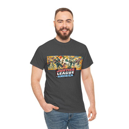 Justice League T-Shirt - Alex Ross Art - Superman, Batman, Wonder Woman, Black Canary, Hawkman, Green Lantern, Adam Strange, Plastic Man, Zatanna - DC Comics