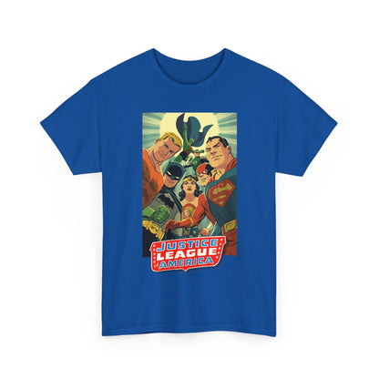 Justice League of America T-Shirt - Michael Cho Art - Superman, Flash, Wonder Woman, Green Lantern, Batman, Martian Manhunter - Silver Age Team - DC Comics