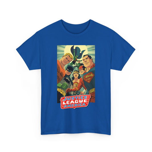Justice League of America T-Shirt - Michael Cho Art - Superman, Flash, Wonder Woman, Green Lantern, Batman, Martian Manhunter - Silver Age Team - DC Comics