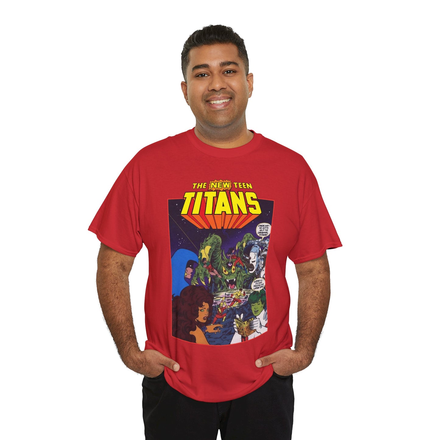 New Teen Titans T-Shirt - George Perez Art - 1980s DC Digest Artwork - Raven, Cyborg, Changeling, Starfire - DC Comics