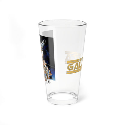 Battlestar Galactica Pint Glass, 16oz - 1978 Movie Art - Apollo, Starbuck, Adama, Baltar, Boxey, Boomer, Athena - Cylon Invasion
