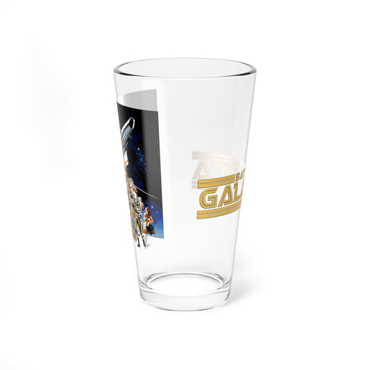 Battlestar Galactica Pint Glass, 16oz - 1978 Movie Art - Apollo, Starbuck, Adama, Baltar, Boxey, Boomer, Athena - Cylon Invasion