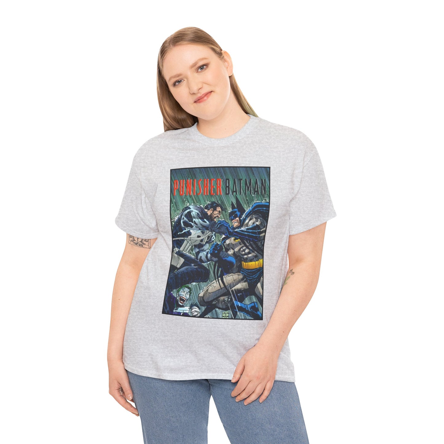 Punisher/Batman T-Shirt - John Romita Jr Art - Deadly Knights, Joker - DC Comics/Marvel Comics
