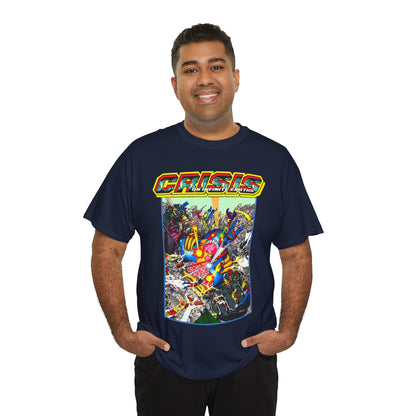 Crisis on Infinite Earths T-Shirt - George Perez Art - Superman, Firestorm, Captain Atom, Wonder Woman, Martian Manhunter Vs The Anti-Monitor - #12 Cover - DC Comics