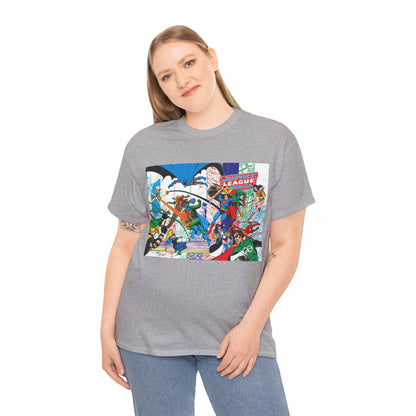Justice League of America #200 T-Shirt - George Perez Art - Superman, Batman, Zatanna, Wonder Woman, Elongated Man, Martian Manhunter, Black Canary, Atom, Firestorm - DC Comics
