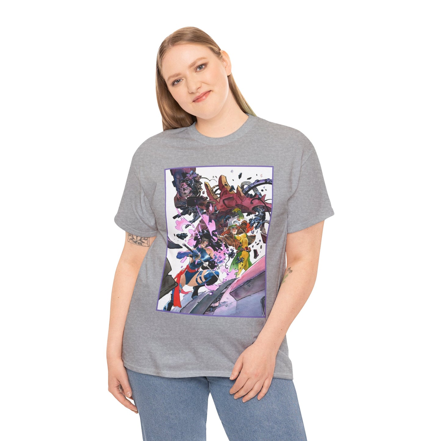 Rogue & Psylocke T-Shirt - Ripping Apart a Sentinel - X-Men Mutants - Marvel Comics