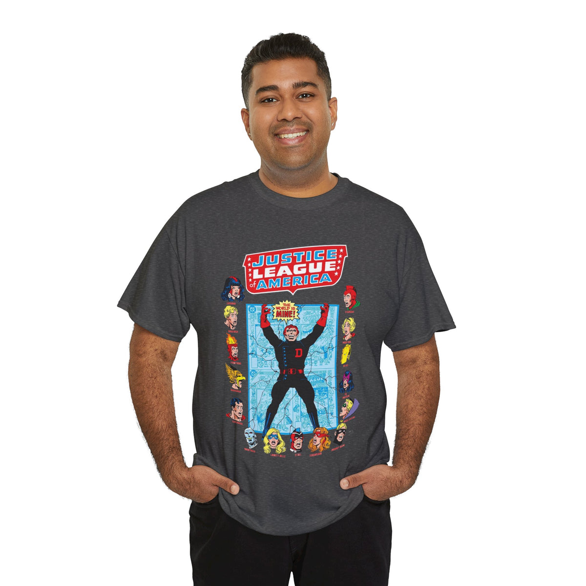 Justice League of America T-Shirt - George Perez Art - Justice Society, All-Star Squadron Team-Up DC Comics