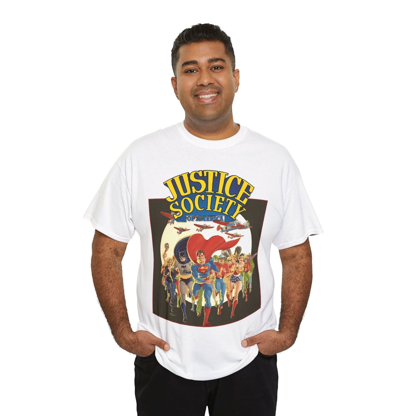 Justice Society of America T-Shirt - Superman, Wonder Woman, Black Canary, Green Lantern, Batman, Plastic Man, Flash - DC Comics