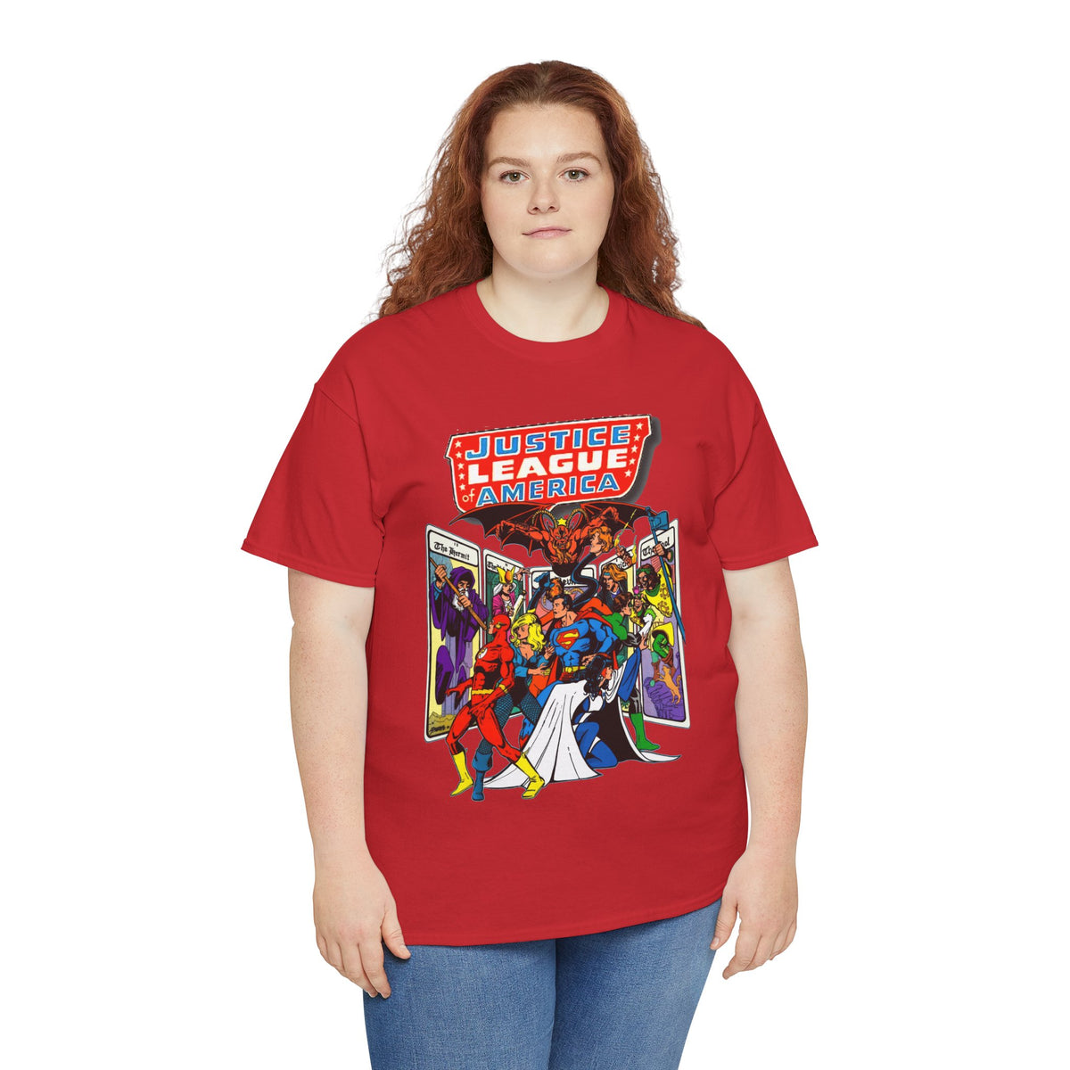 Justice League of America T-Shirt - George Perez Art - Vs Tarot Gang - DC Comics