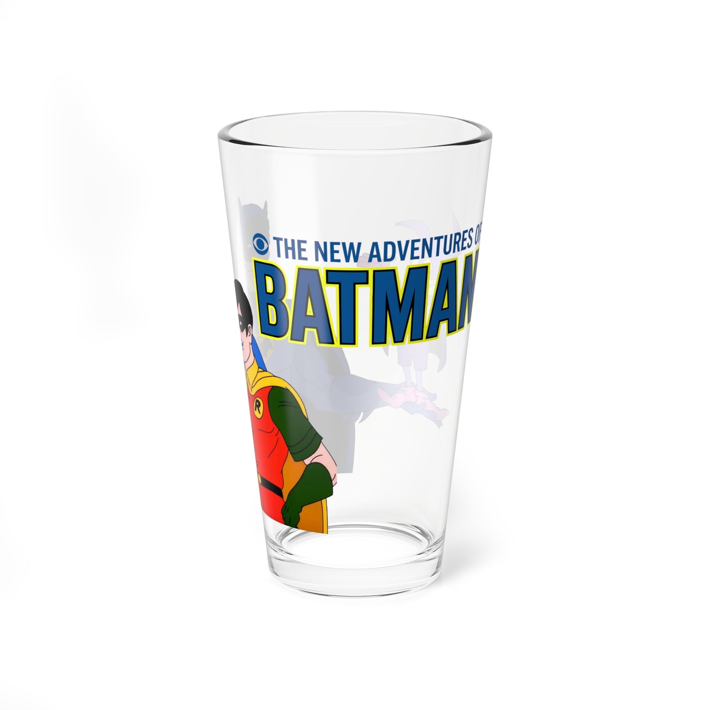 New Adventures of Batman Pint Glass 16oz Filmation 1977 Cartoon Robin Batmite Retro 70s Superhero Nostalgia Glassware Vintage Fan Gift