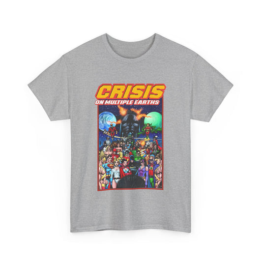 Crisis on Multiple Earths T-Shirt - George Perez Art - JSA & JLA Team-ups - Superman, Batman, Zatanna, Huntress, Power Girl, Hawkman, New Gods, Darkseid - DC Comics