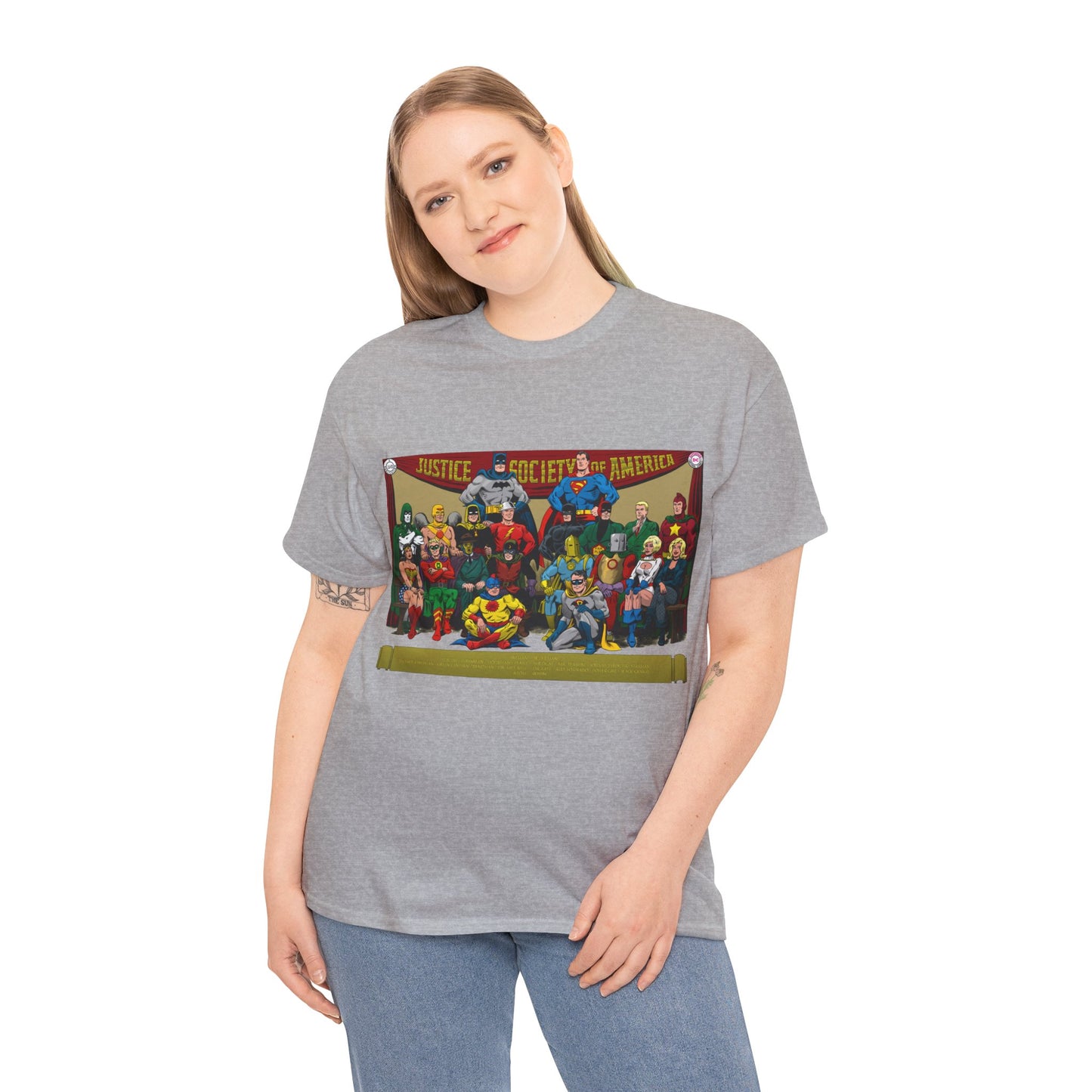 JSA T-Shirt - Sandman, Starman, Atom, Dr Fate, Mr Terrific, Flash, Green Lantern - DC Comics - Justice Society of America - Golden Age