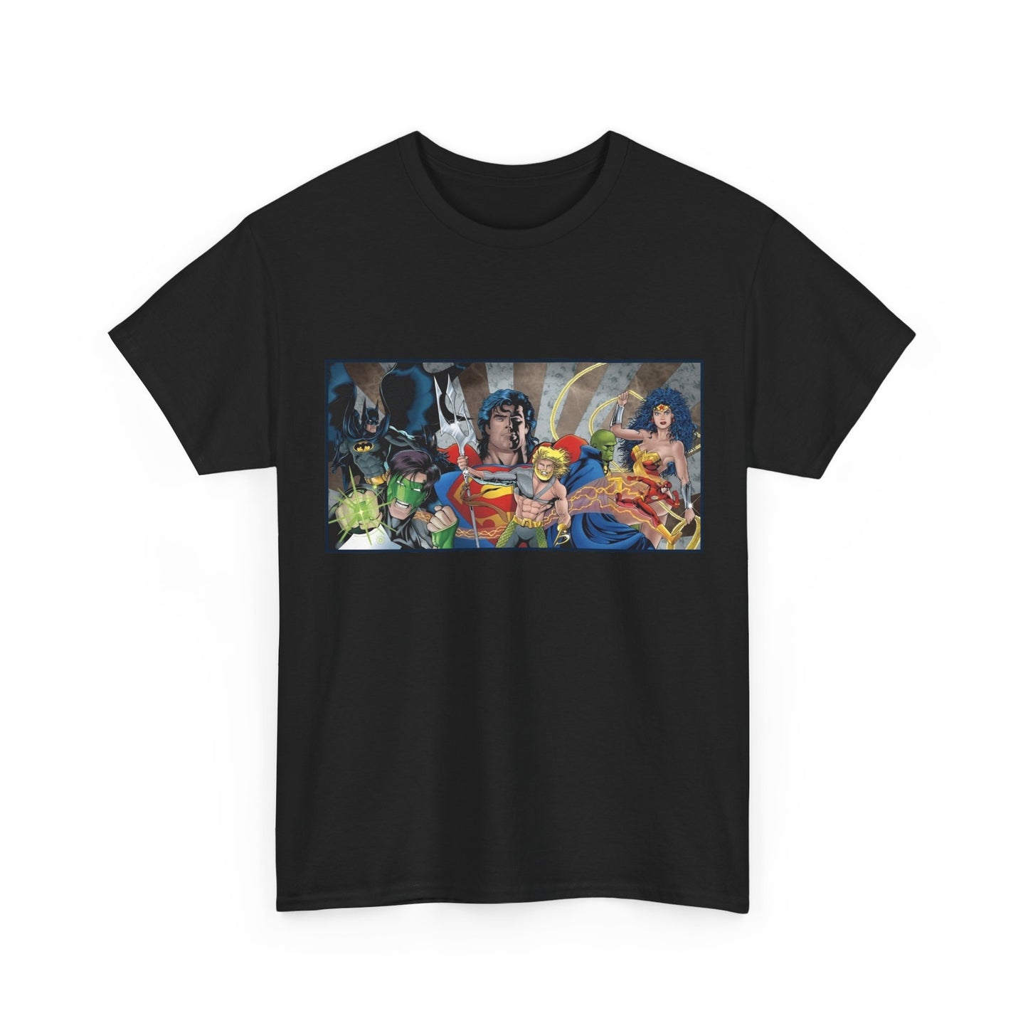 Justice League T-Shirt - Kevin Maguire Art - Superman, Wonder Woman, Flash, Aquaman, Green Lantern - DC Comics