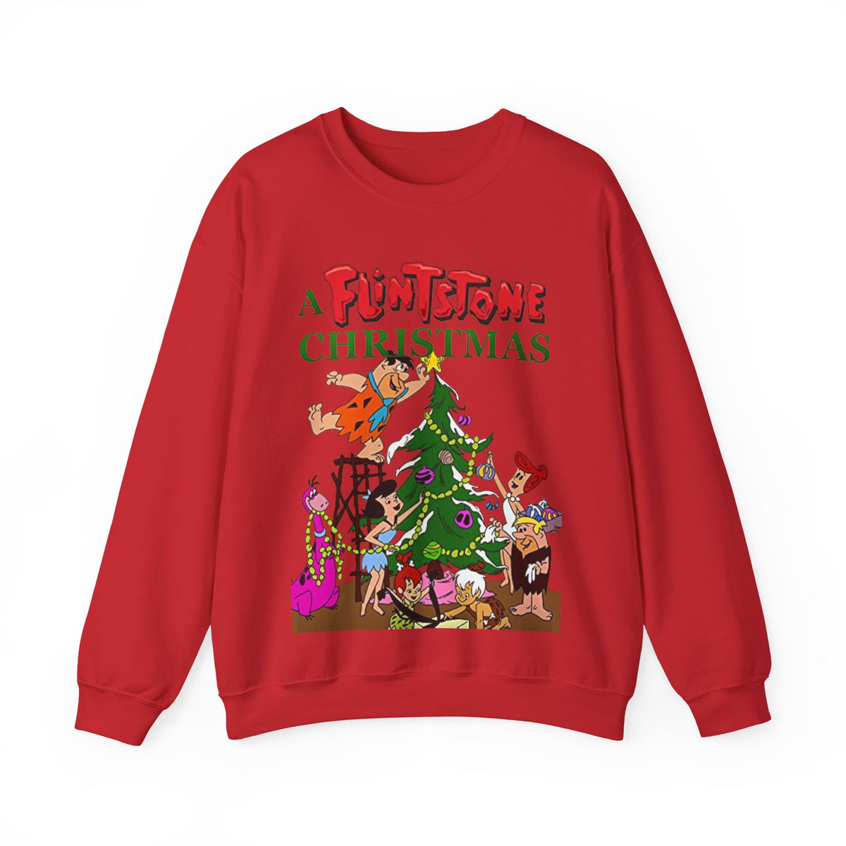 Flintstones Christmas Heavy Blend Crewneck Sweatshirt - Fred, Wilma, Barney, Betty